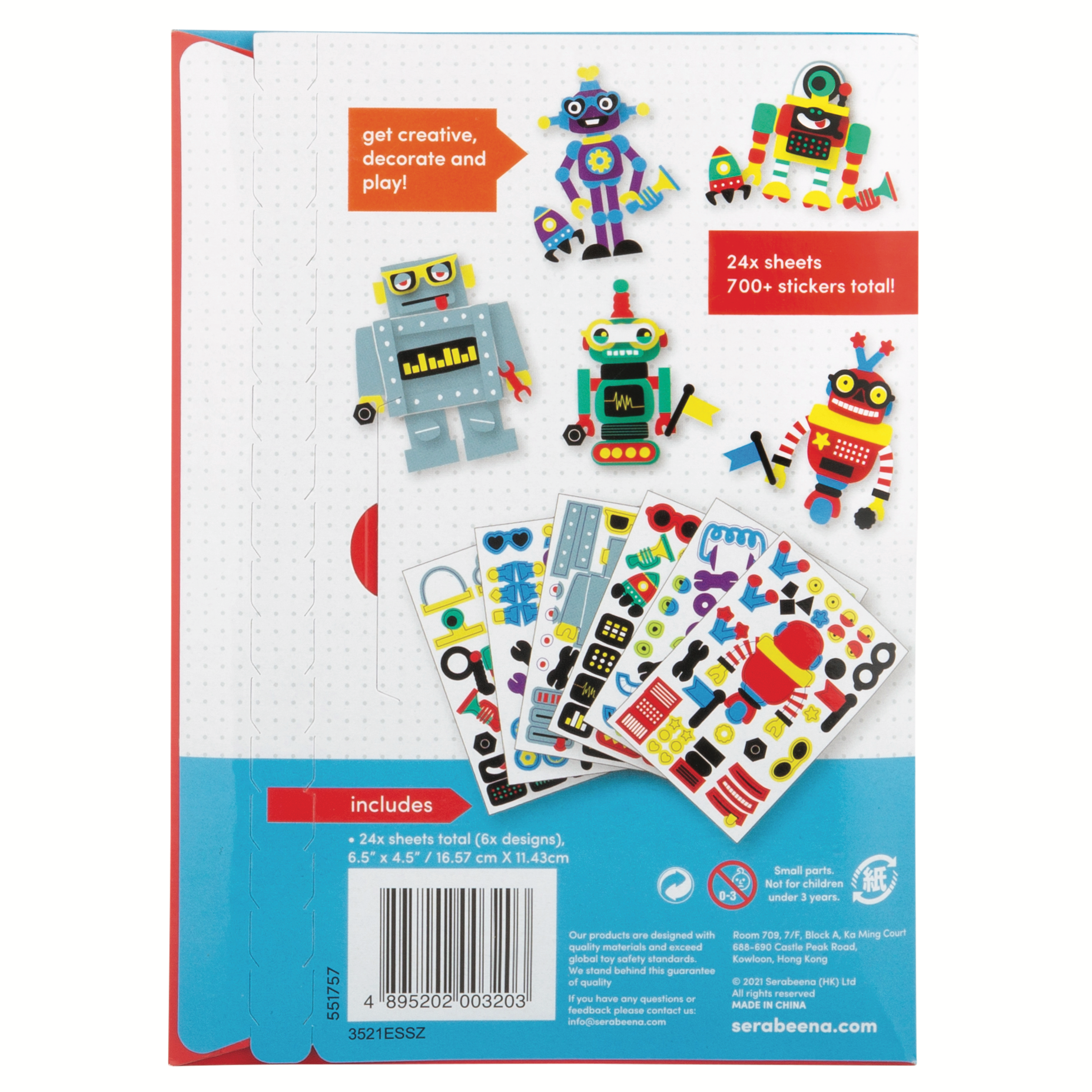 Serabeena Make Your Own Robot Stickers - 24 Sheets / 700+ Stickers - Robot  Party Decorations