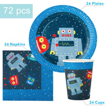 Load image into Gallery viewer, Robot Party Supplies Set - 72 pcs Plates, Cups &amp; Napkins
